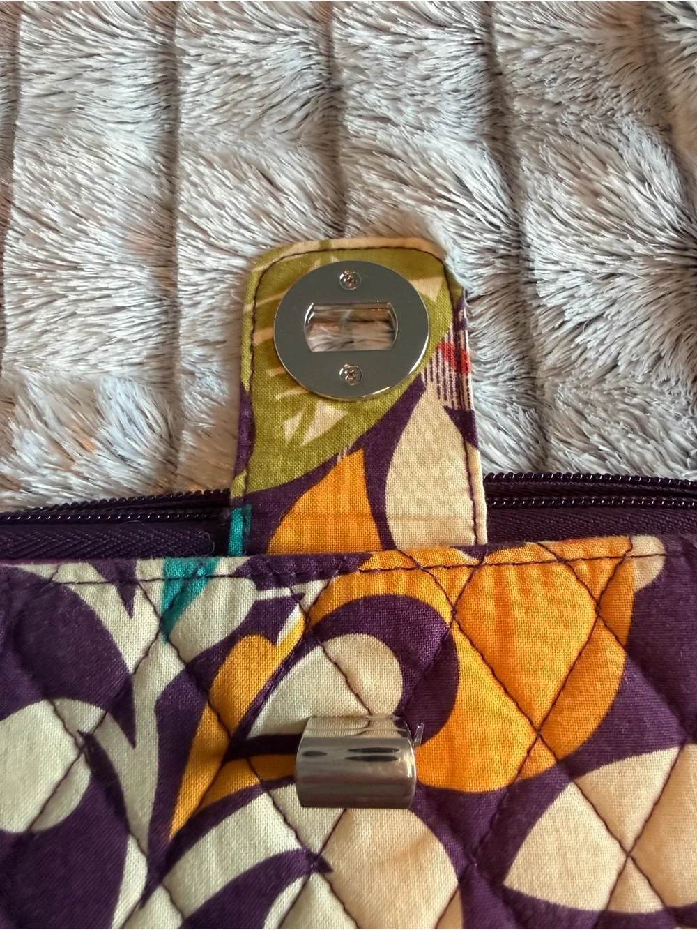 Vera Bradley “Plum Crazy” Quilted Zip Wallet with Turn-Lock Snap NWOT